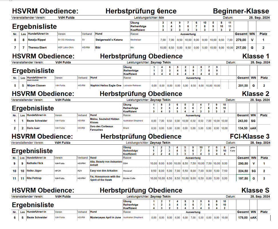 Obedienceprüfung Herbst 2024